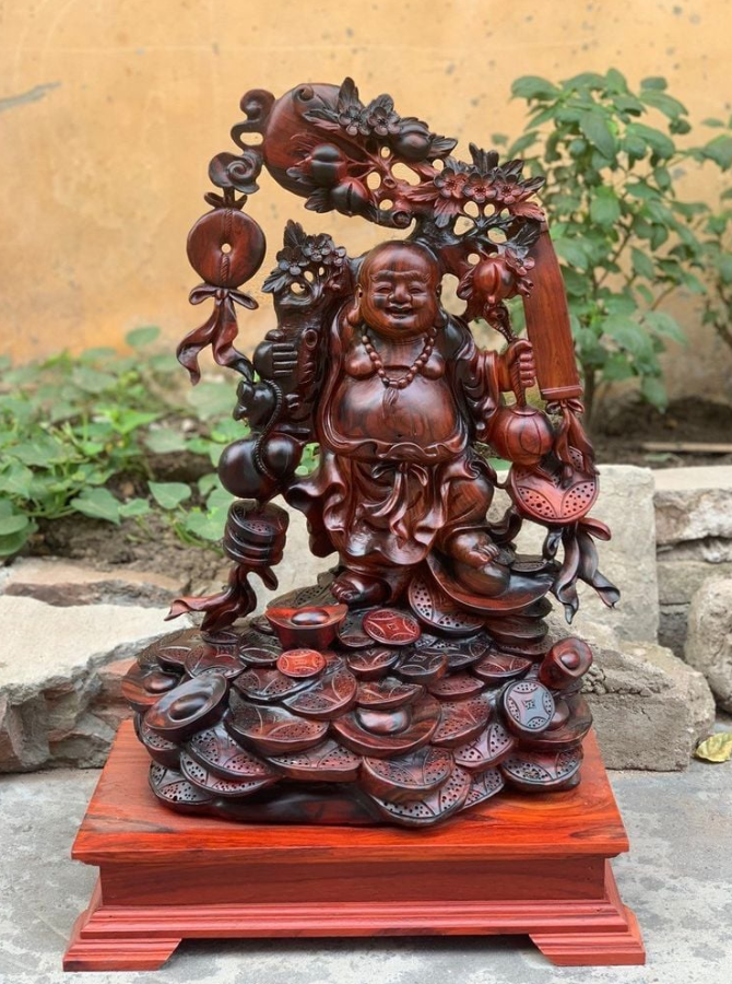 Tượng Phật Di Lặc Cửu Phúc gỗ Trắc 2.png